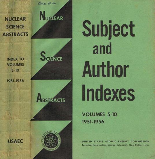Nuclear science abstracts. Volume 5-10, 1951-1956 - copertina