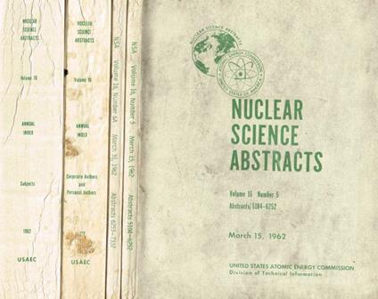Nuclear science abstracts. Volume 16, n.5, 6A, 24B(part1) Annual Index, 24B(part2) Annual Index, anno 1962 - copertina