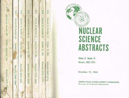 Nuclear science abstracts. Vol.15 n.19, 20, 21, 22, 23, 24A, 24B, anno 1961 - copertina