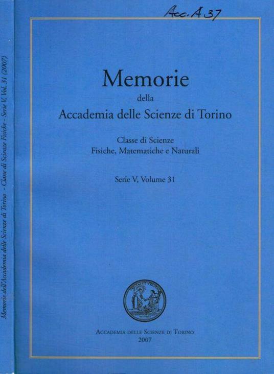Memorie della Accademia delle Scienze di Torino. Classe di scienze fisiche, matematiche e naturali. Serie V, volume 31 - copertina