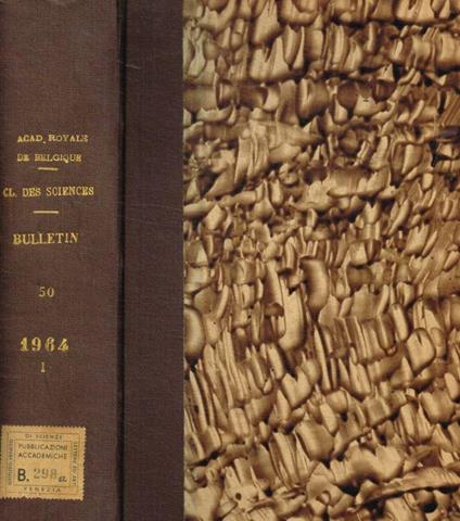 Bulletin de la classe des sciences. 5e serie tome L, fasc.1/6, 1964 - copertina