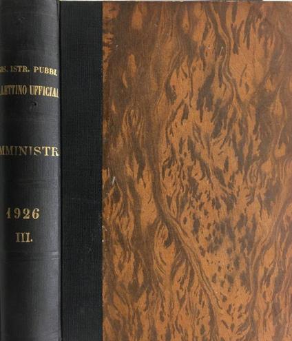 Ministero della Pubblica Istruzione bollettino ufficiale parte II atti di amministrazione anno 1926 - copertina