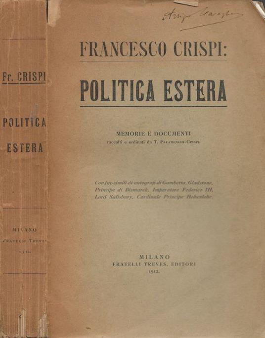 Politica estera - Francesco Crispi - copertina