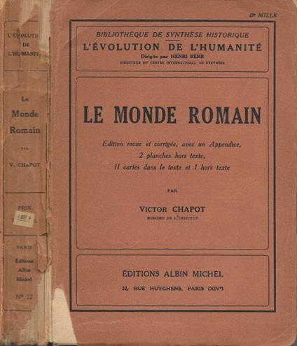Le monde romain - Victor Chapot - copertina