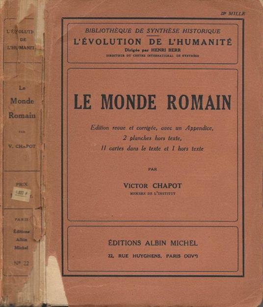 Le monde romain - Victor Chapot - copertina