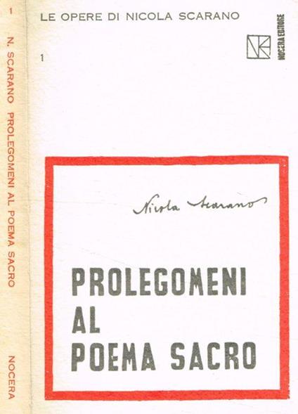 Prolegomeni al poema sacro - Nicola Scarano - copertina