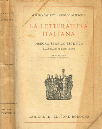 La letteratura italiana - Arnaldo Alterocca - copertina