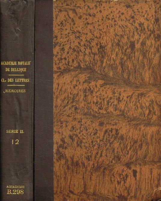 Classe des lettres e des sciences morales et politiques. Memoires deuxieme serie, tome XII, 1920 - copertina