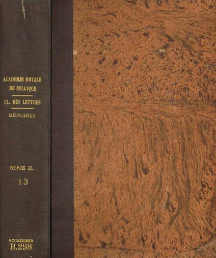 Classe des lettres e des sciences morales et politiques. Memoires deuxieme serie, tome XIII, 1921 - copertina