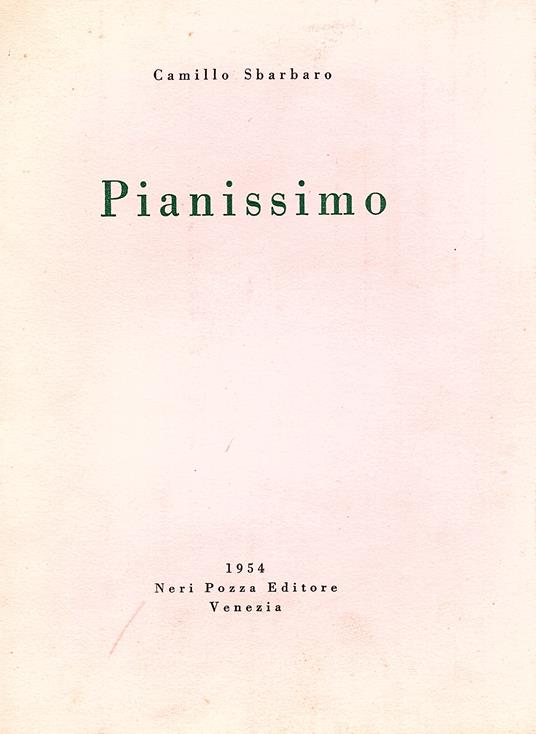 Pianissimo - Camillo Sbarbaro - copertina