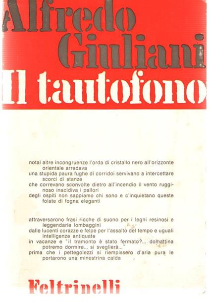 Il Tautofono - Alfredo Giuliani - copertina