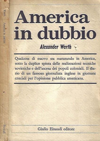 America in dubbio - Alexander Werth - copertina