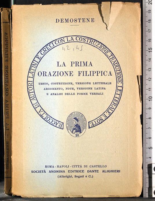 prima orazione Filippica - Demostene - copertina