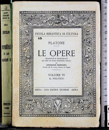 Platone. Le opere. Vol VI il politico - Giuseppe Di Modugno - copertina
