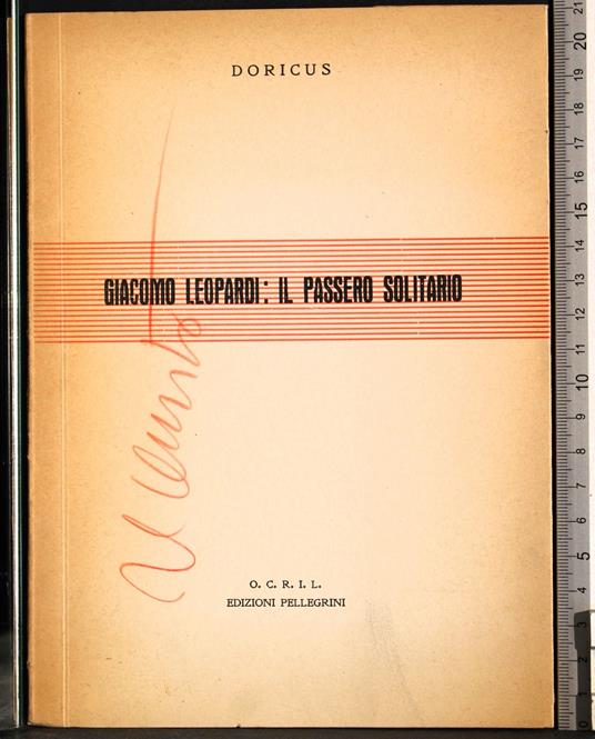 Giacomo Leopardi: il passero solitario - copertina