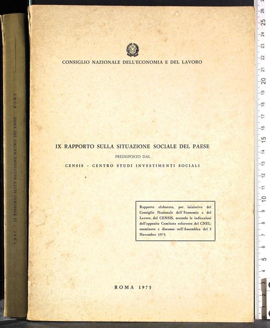 IX Rapporto sulla situazione sociale del paese - copertina