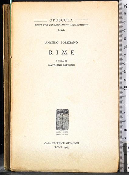 Rime - Angelo Poliziano - copertina