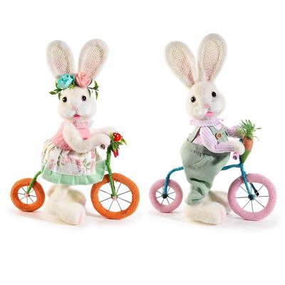 Coniglietti Pasquali con Bicicletta Addobbo per la Casa, Decorazione per Vetrine Set da 2