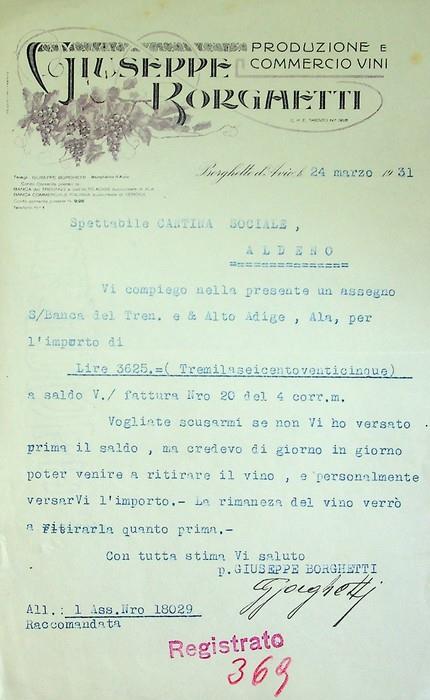 Giuseppe Borghetti: produzione e commercio vini - copertina