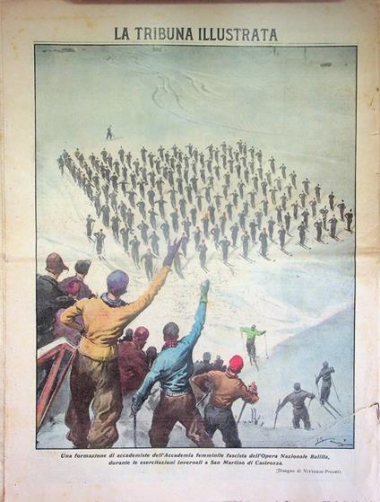 Una formazione di accademiste dell'Accademia femminile fascista dell'Opera Nazionale Balilla, durante le esercitazioni invernali a San Martino di Castrozza - copertina