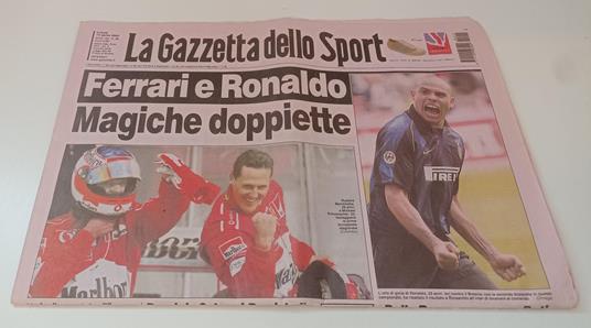 GAZZETTA DELLO SPORT 15 APRILE 2002 FERRARI BARRICHELLO SCHUMACHER - RVSa130 - copertina