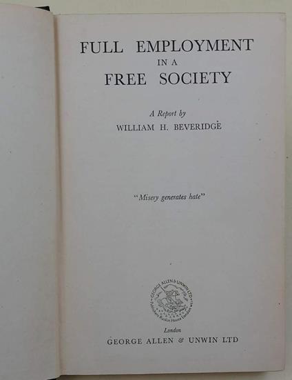 Full Employment In A Free Society - William Beveridge - copertina