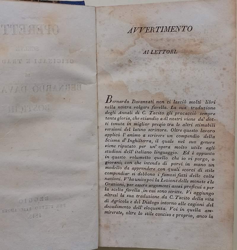 Operette Scelte Originali Tradotte Di Bernardo Davanzati Bostichi