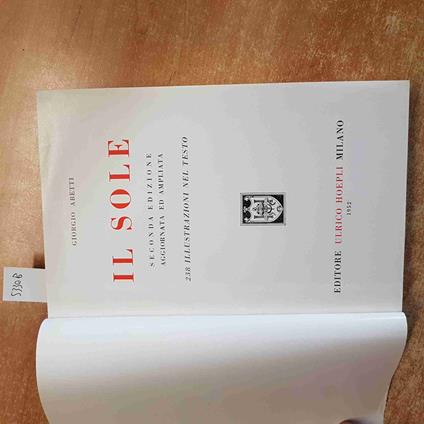 Il Sole - Giorgio Abetti 2°Ed. Hoepli - Giorgio Abetti - copertina