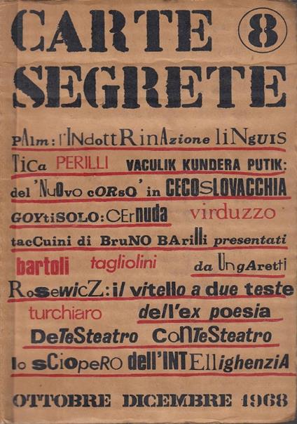 CARTE SEGRETE N. 8 Rivista trimestrale di lettere e arti - copertina