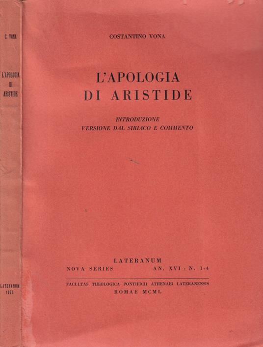 L' apologia di Aristide - copertina