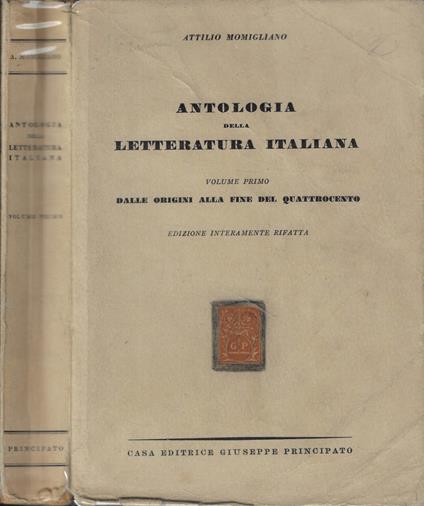 Antologia della Letteratura Italiana vol. I - Attilio Momigliano - copertina