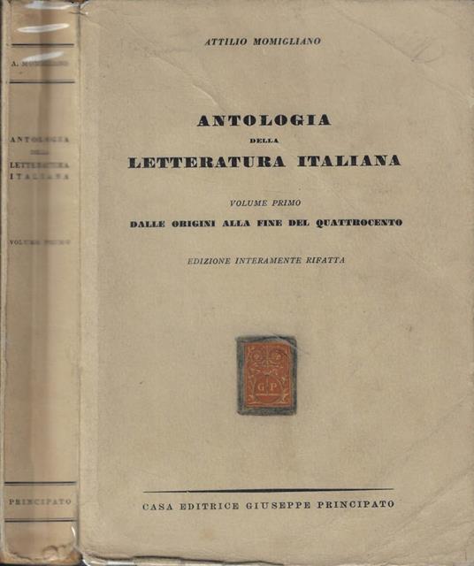 Antologia della Letteratura Italiana vol. I - Attilio Momigliano - copertina