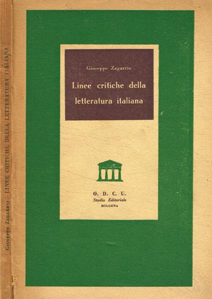 Linee critiche della letteratura italiana - Giuseppe Zagarrio - copertina