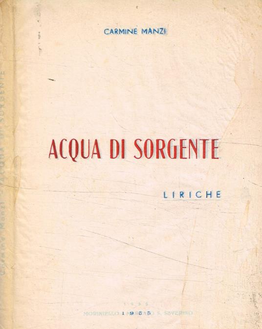 Acqua di sorgente - Carmine Manzi - copertina