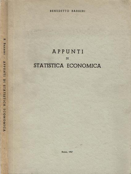 Appunti di statistica economica - Benedetto Barberi - copertina