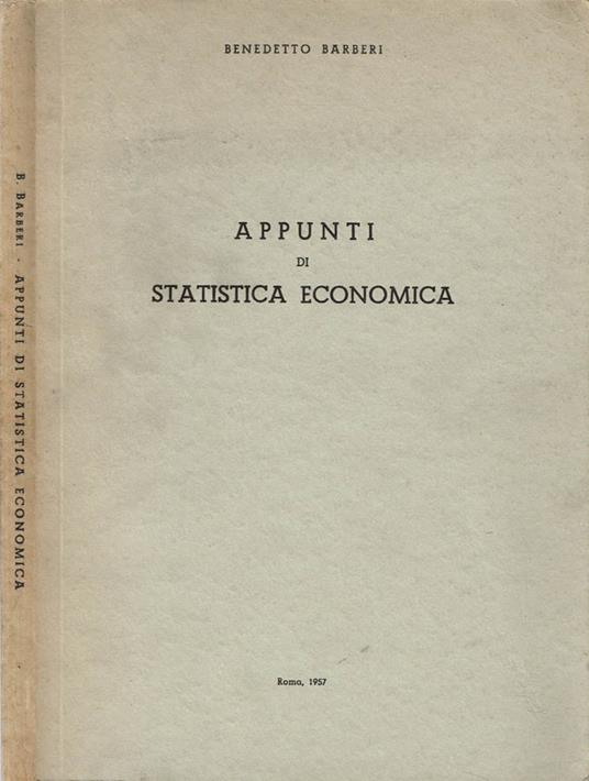Appunti di statistica economica - Benedetto Barberi - copertina