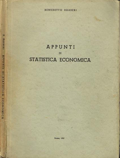 Appunti di statistica economica - Benedetto Barberi - copertina