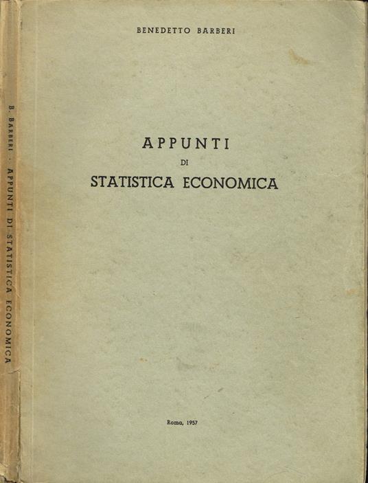 Appunti di statistica economica - Benedetto Barberi - copertina