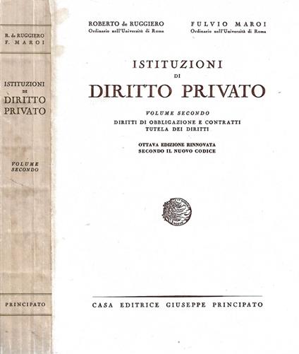 Istituzioni di diritto privato. Volume II - Roberto De Ruggiero - copertina