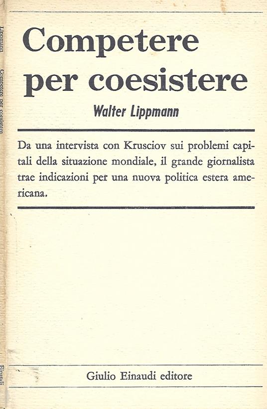 Competere per coesistere - Walter Lippmann - copertina