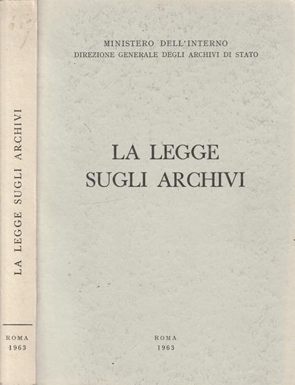 La legge sugli archivi - copertina