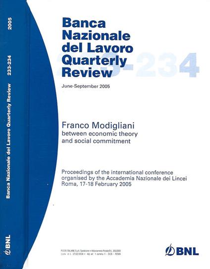 Franco Modigliani between economic theory and social commitment - copertina