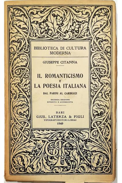 Il romanticismo e la poesia italiana Dal Parini al Carducci - Giuseppe Cigana - copertina