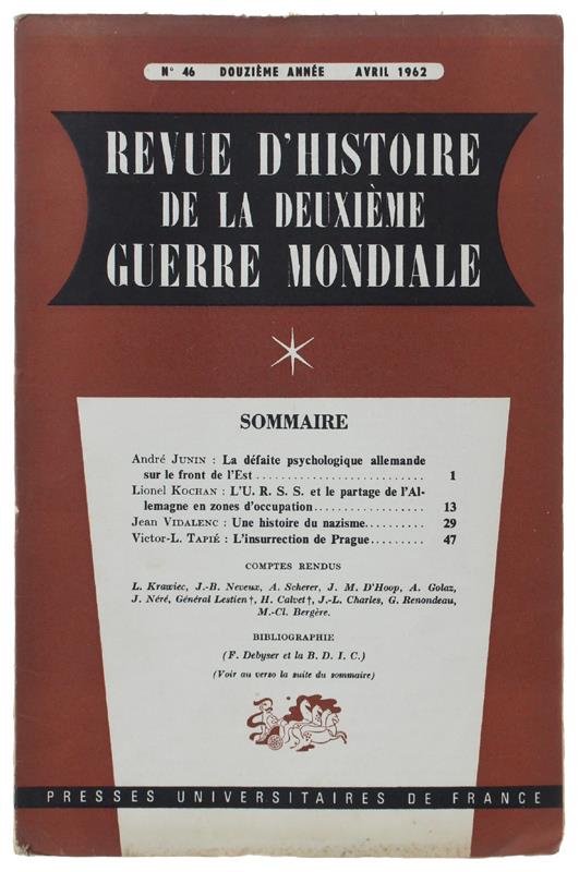 Revue D'Histoire De La Deuxième Guerre Mondiale - Collectif - copertina