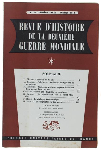 Revue D'Histoire De La Deuxième Guerre Mondiale - Collectif - copertina