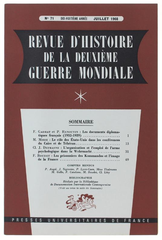 Revue D'Histoire De La Deuxième Guerre Mondiale - Collectif - copertina