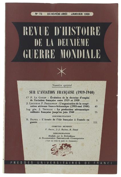 Revue D'Histoire De La Deuxième Guerre Mondiale - Collectif - copertina