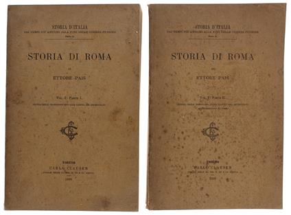 Storia Di Roma. Volume I: Parte 1 + Parte 2 - Ettore Pais - copertina
