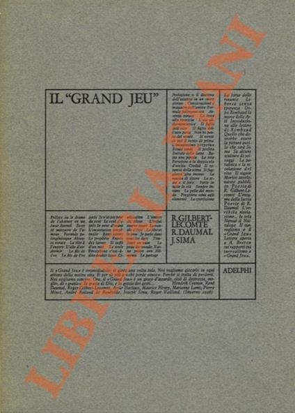 “Grand Jeu”. - Roger Gilbert-Lecomte - copertina