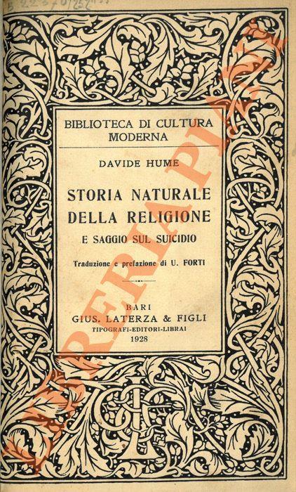 Storia naturale della religione e Saggio sul sucidio. - David Hume - copertina